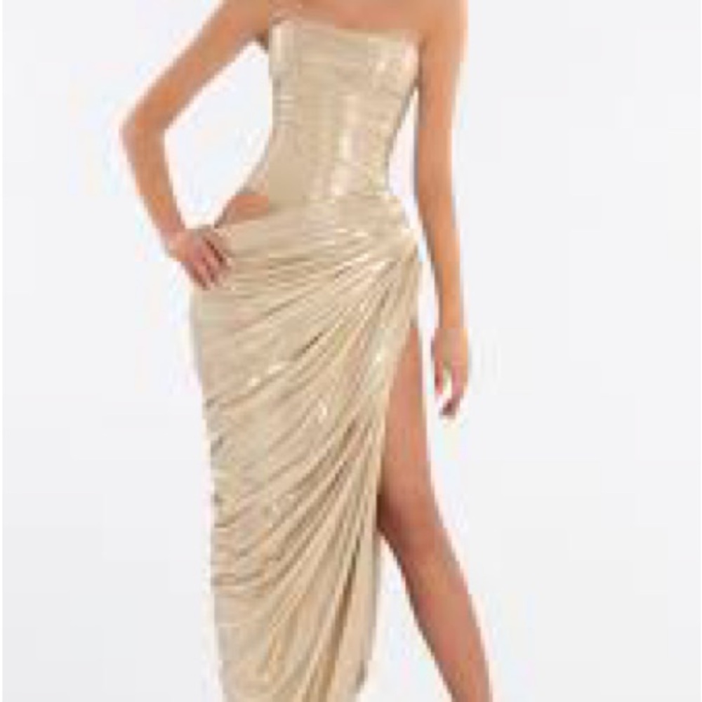 Abina Dyla Metallic Nude Corset Dress